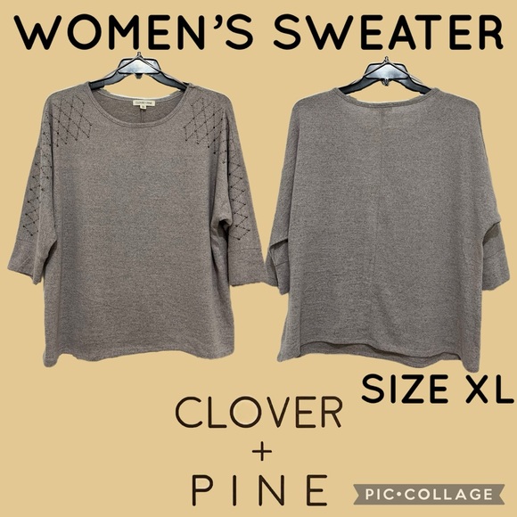 Womens Clothes CLOVER + PINE Rhinestone Embellished Purple Sweater Size XL - Picture 1 of 12
